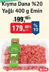 EMİN KIYMA DANA %20 YAĞLI 400 G EMİN KIYMA DANA %20 YAĞLI 400 G